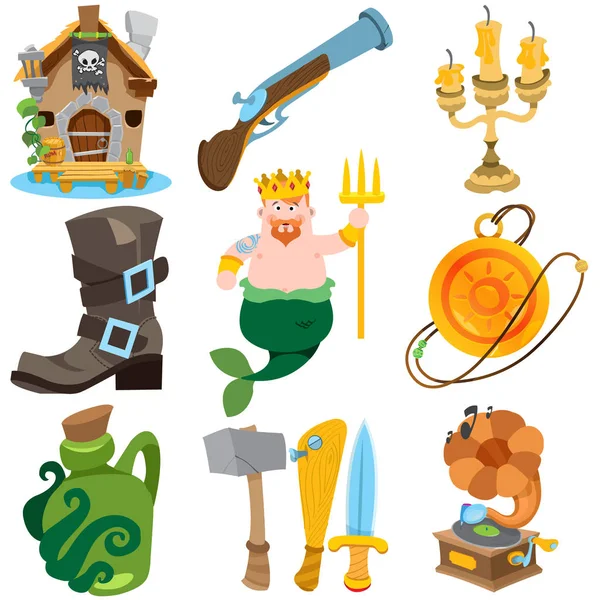 Icons with pirate attributes — Stock Vector