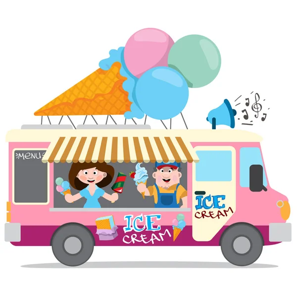 Personajul de desene animate al vânzătorilor de înghețată — Vector de stoc