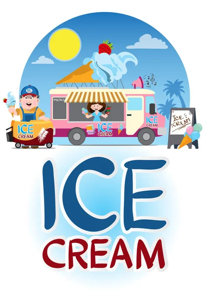 Ice cream seller. — Stock Vector