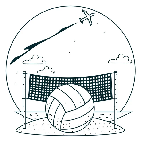 Voleibol de playa para colorear . — Vector de stock