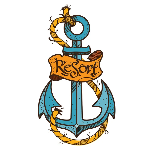 Logo de l'ancre, croquis pour tatouage — Image vectorielle