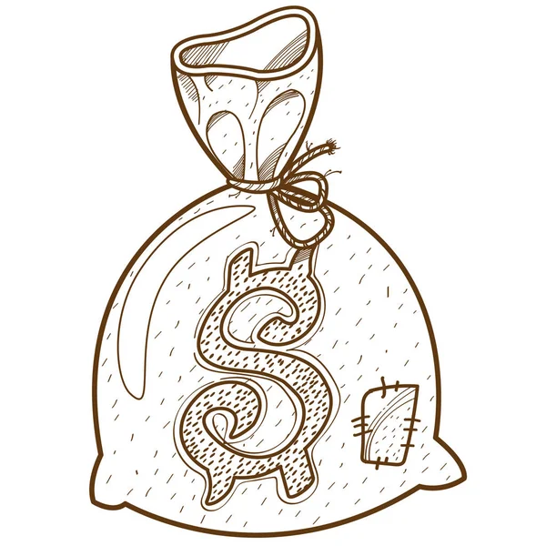 Bolsa con logo de dinero — Vector de stock