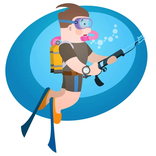 Diver with spear gun — Stock Vector
