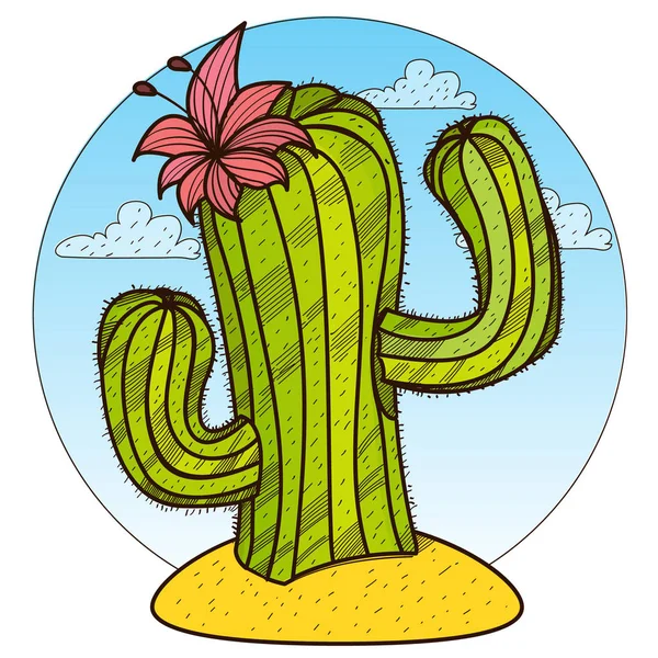 Cactus with flower logo — Stock Vector