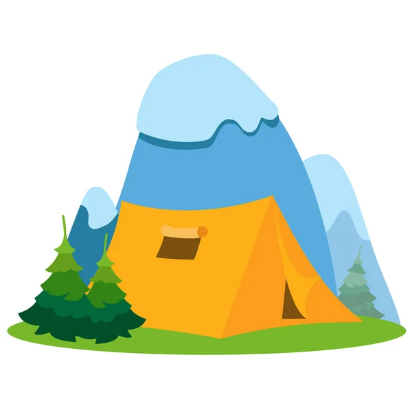 Mountains and tourist tent. — Stock Vector