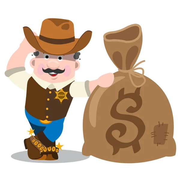 Sheriff nagy zsákba — Stock Vector