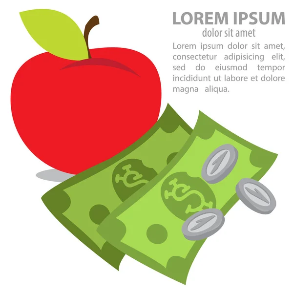 苹果和金钱。农业 — 图库矢量图片