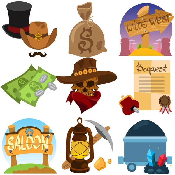 Set of theme of the Wild West — Stock Vector