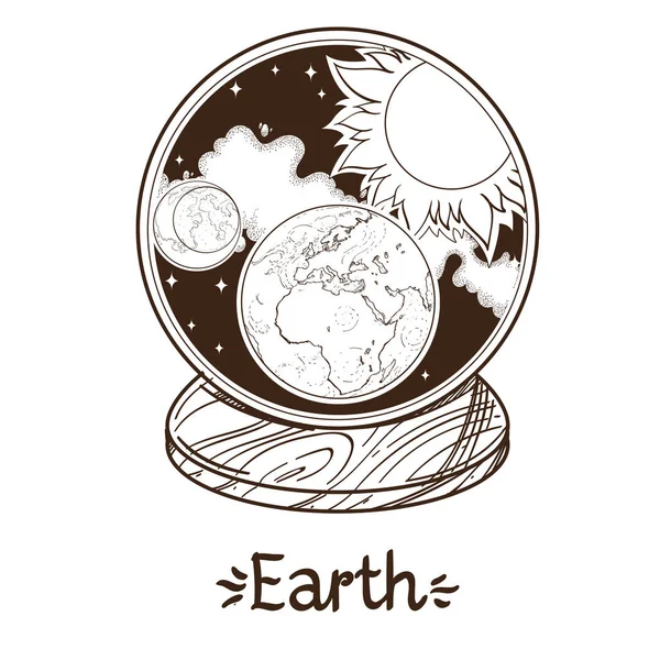 La planète dans un bol en verre — Image vectorielle