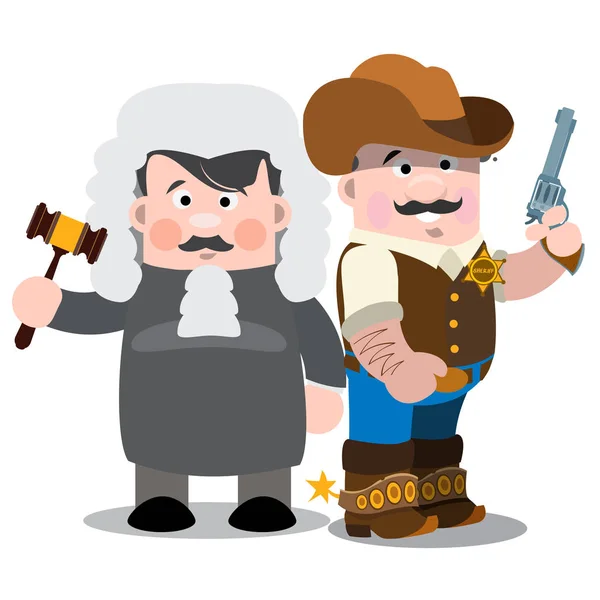 Sheriff y Juez en demandas — Vector de stock