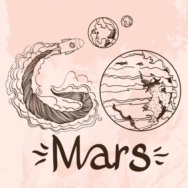 Voo espacial para Marte —  Vetores de Stock