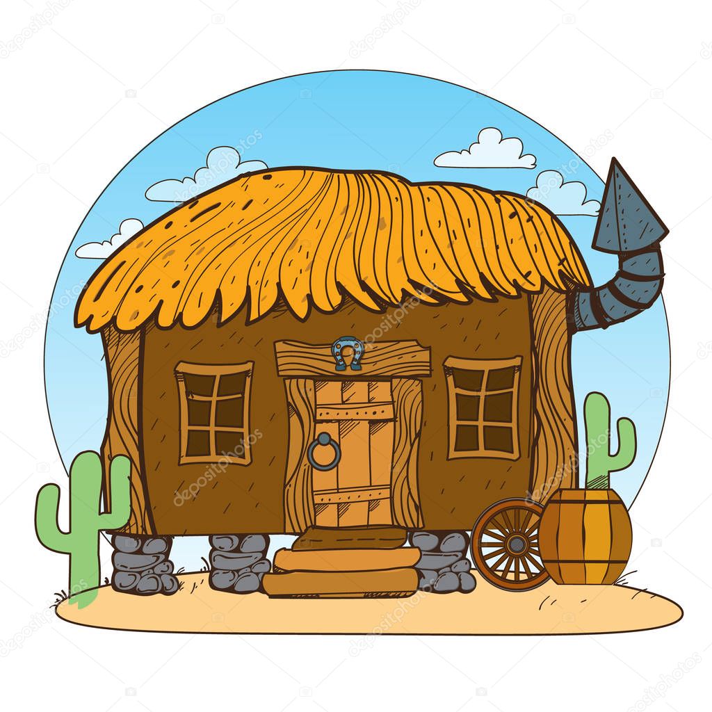 Thatched hut logo, vector illustration