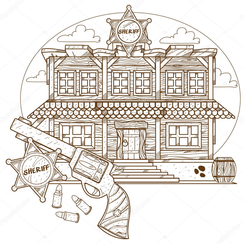 Wild West outline drawing for coloring