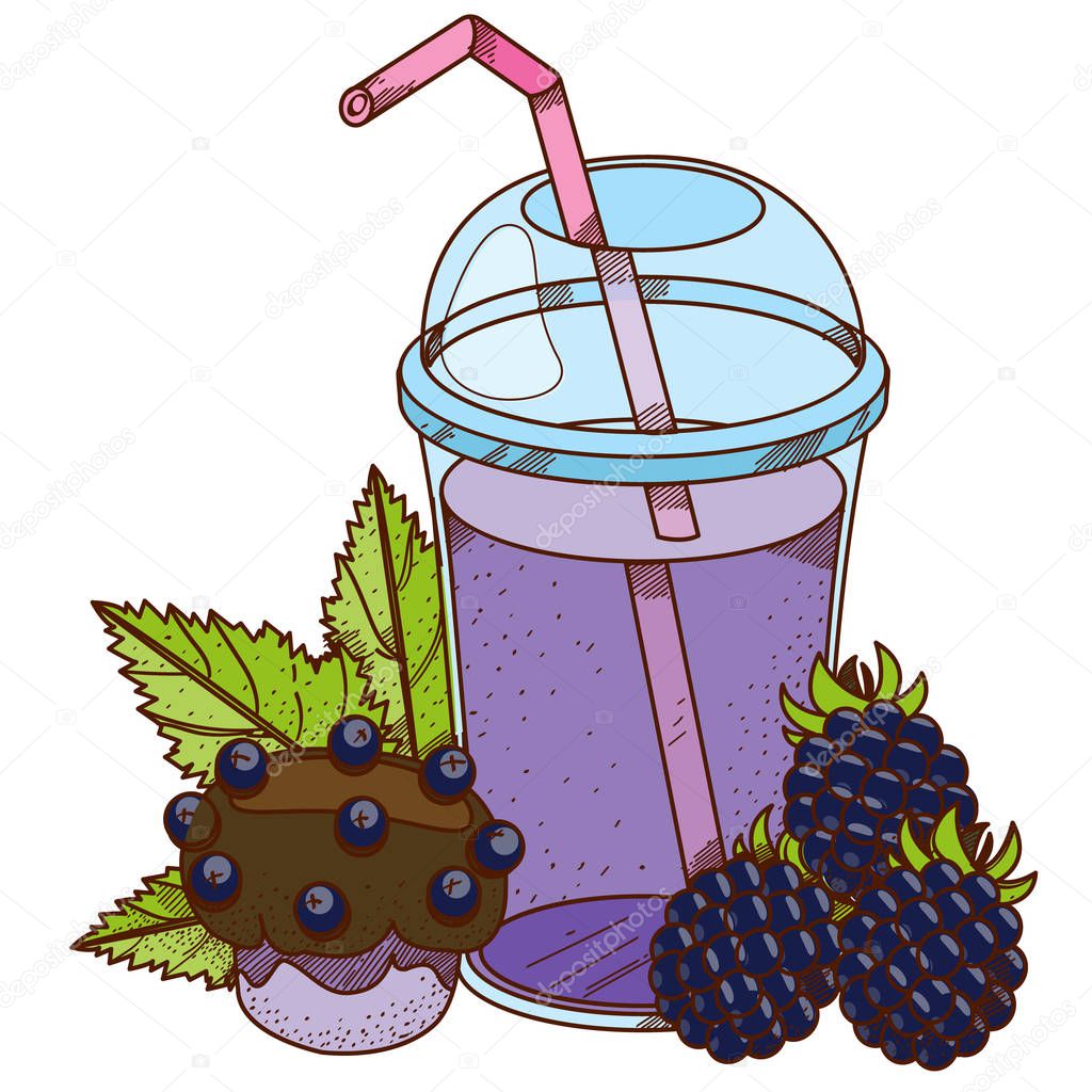 Juice from the berries. Blackberry drink. Lemonade logo.