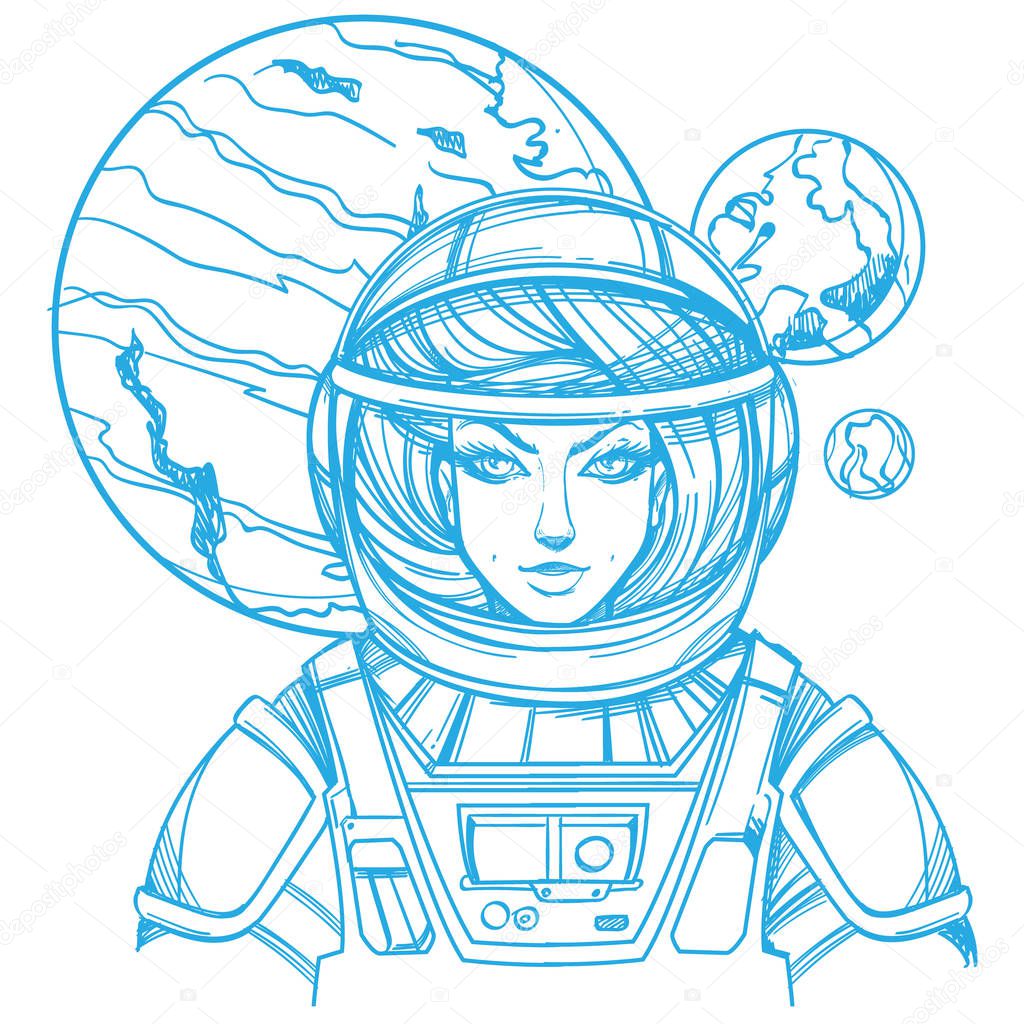 Girl in spacesuit sketch