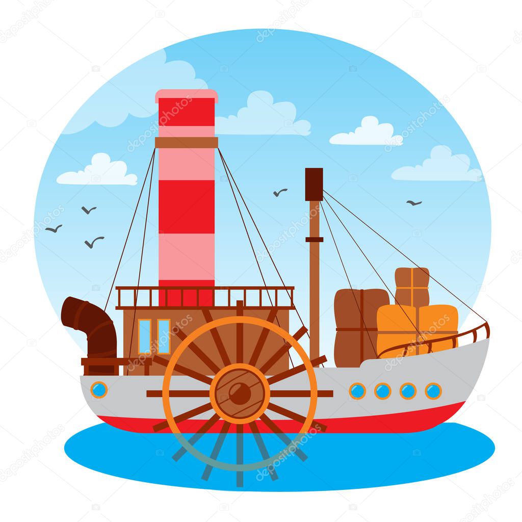Steamboat simple logo, vector illustration