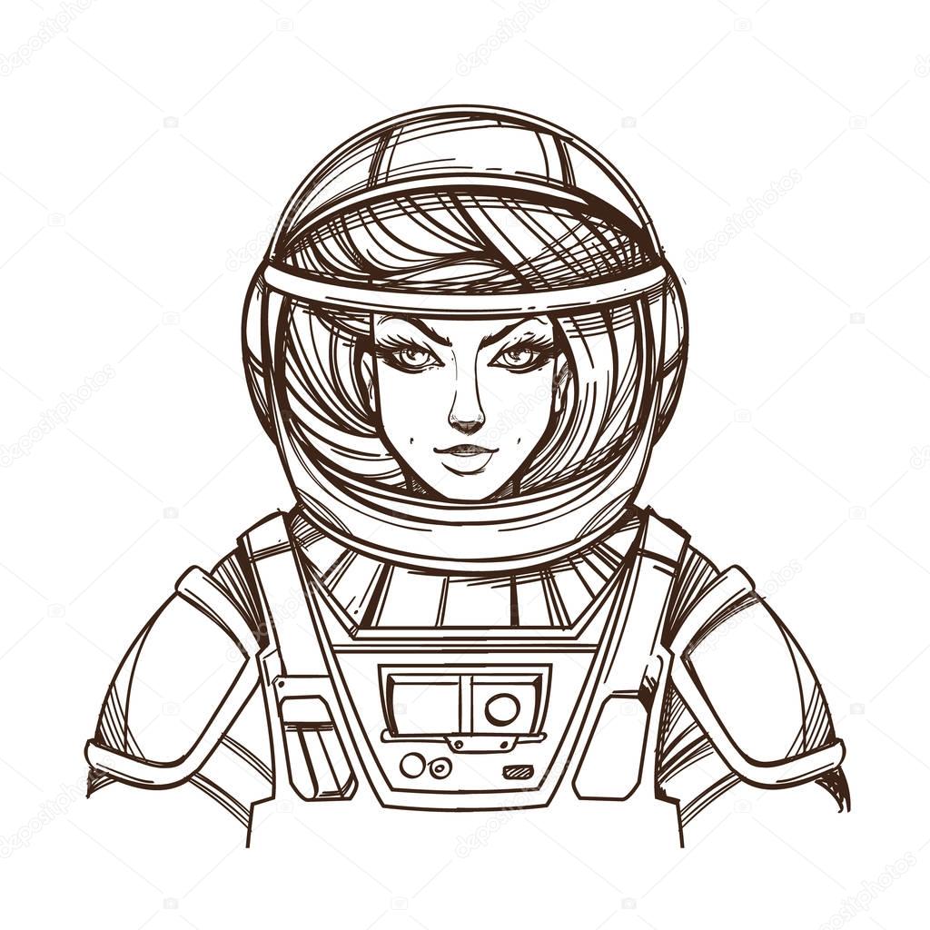 Girl in spacesuit sketch