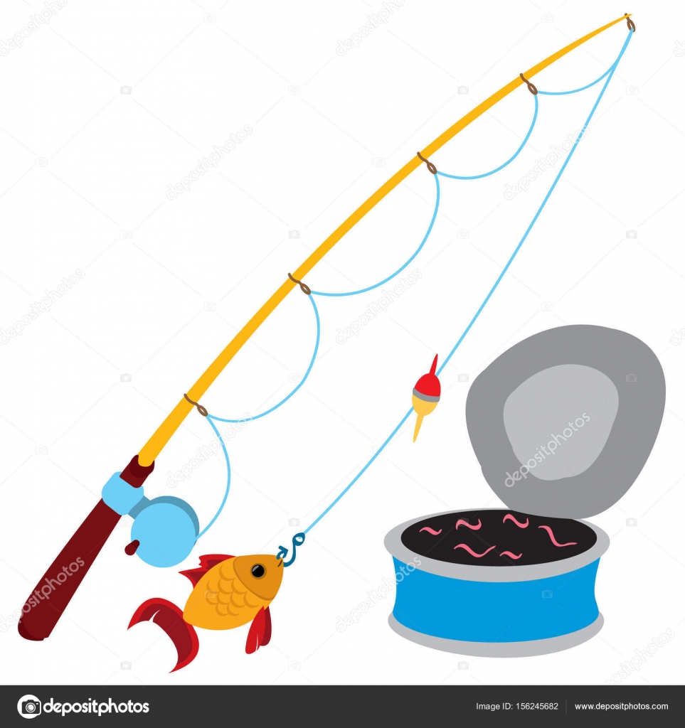 Fishing rod and a can of worms. Stock Vector by ©filkusto 156245682