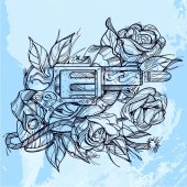 gun and roses u2014 stock vector samoilik 28874483 gun and roses u2014 stock vector samoilik 28874483