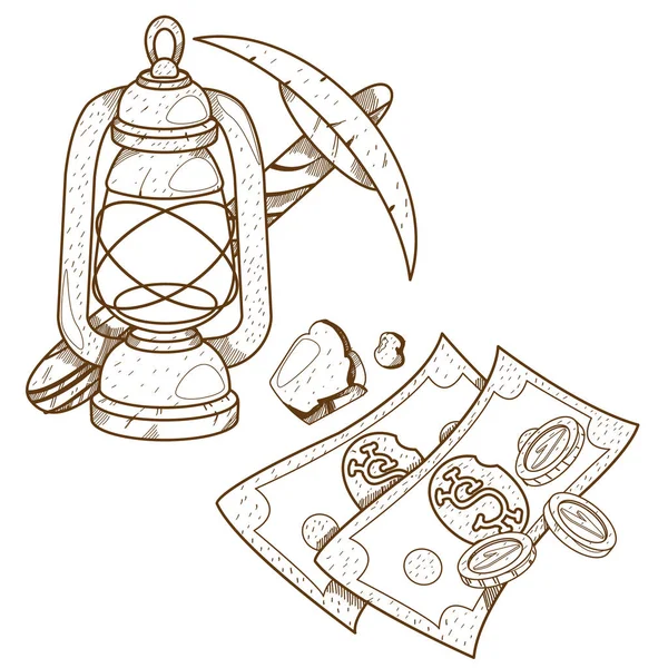 Значок топора и масляной лампы — стоковый вектор