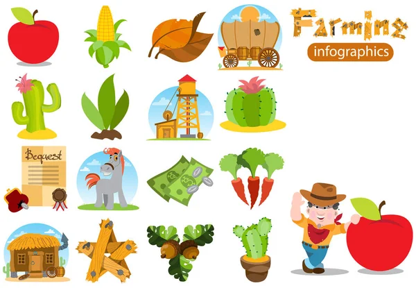 Conjunto de infográficos sobre agricultura . — Vetor de Stock
