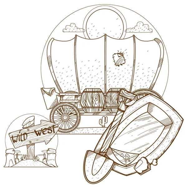 Chariot de transport cow-boy — Image vectorielle