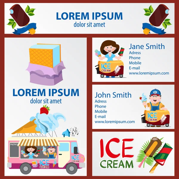 Ice cream corporate style set — Stock Vector