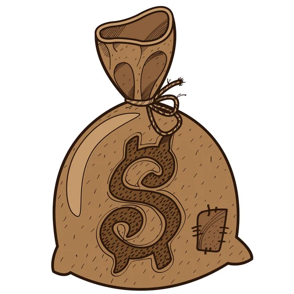 Bolsa con logo de dinero — Vector de stock