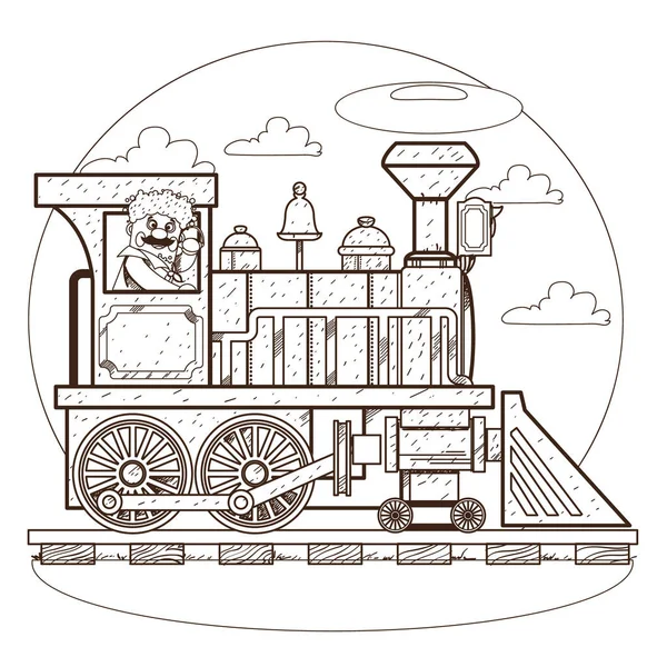 Oude stoom locomotief logo — Stockvector