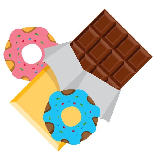 Chocolade en donut. Logo snoepjes. — Stockvector