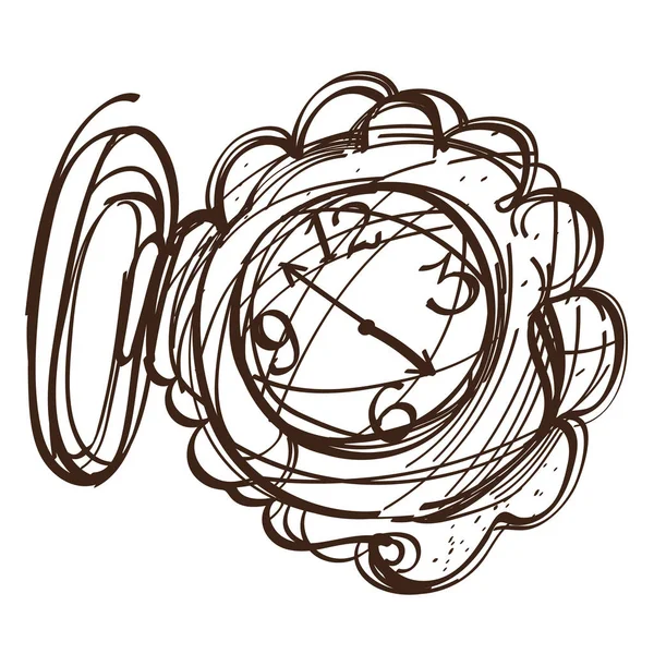 Boceto del reloj de bolsillo de hadas — Vector de stock