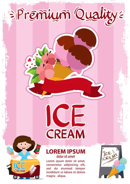 アイスクリームと長方形のポスター — ストックベクタ