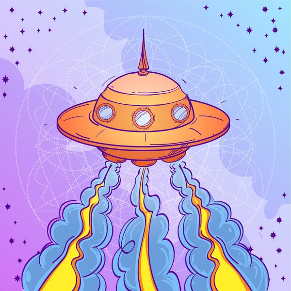 UFO-rajzfilm stílusú — Stock Vector