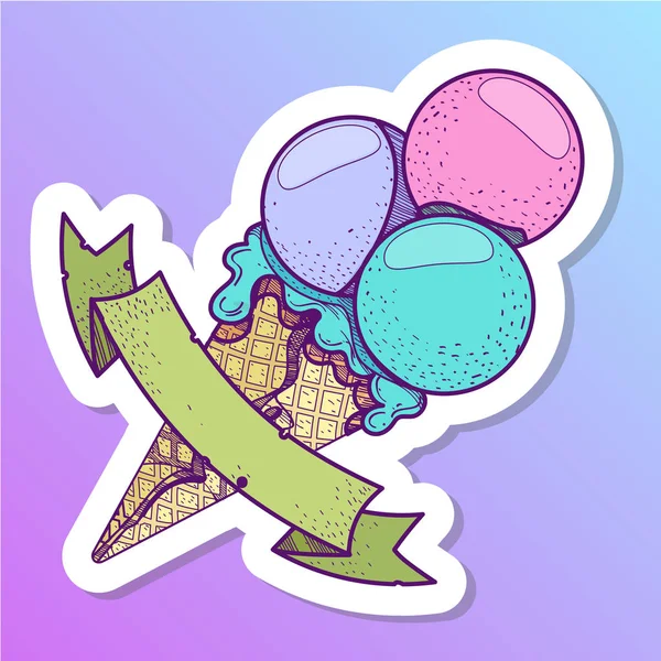 Ice cream in wafel kegel pictogram — Stockvector