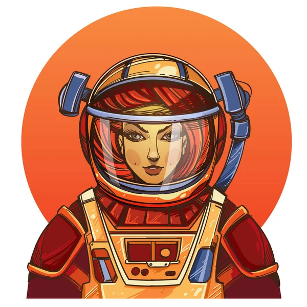 Chica en traje espacial boceto — Vector de stock