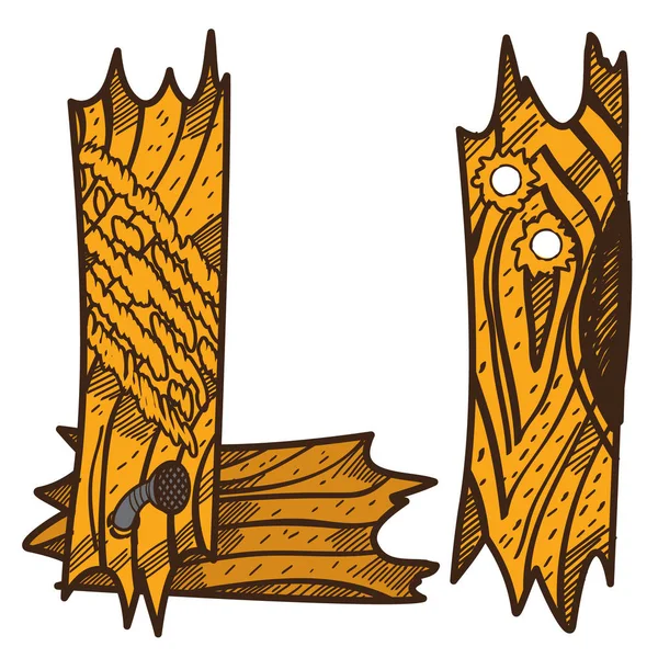 Літера L з дерев'яних дощок . — стоковий вектор