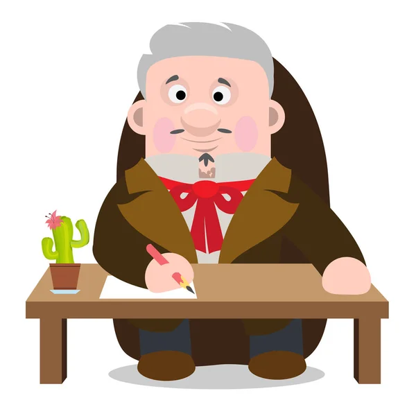 Man in een oud pak zitten aan de tafel — Stockvector