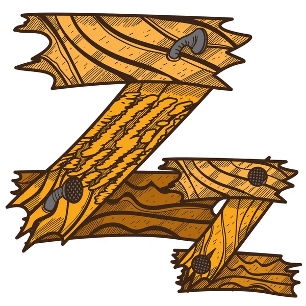 Letter Z uit houten planken. — Stockvector