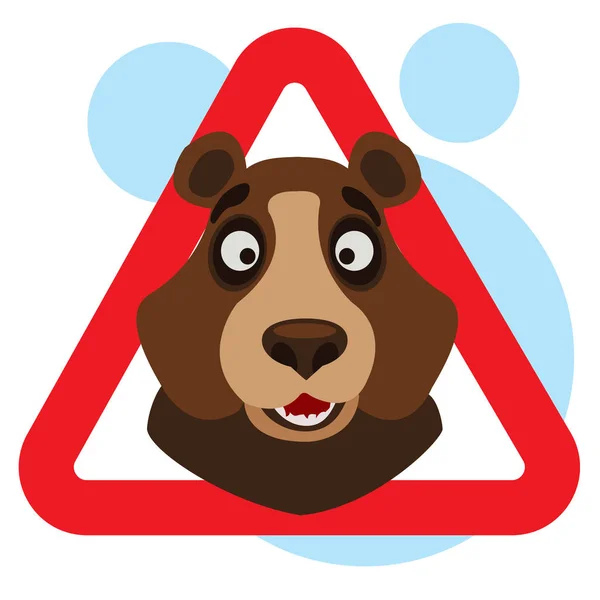 Bear. Caution wild animals sign. — Stock Vector