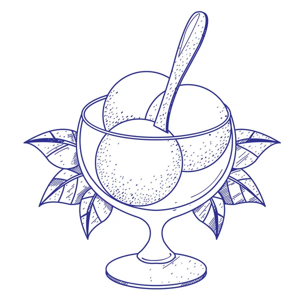 Boules de crème glacée dans un bol — Image vectorielle