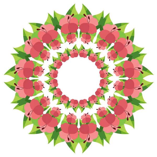 Marco de flores de hibisco rojo — Archivo Imágenes Vectoriales