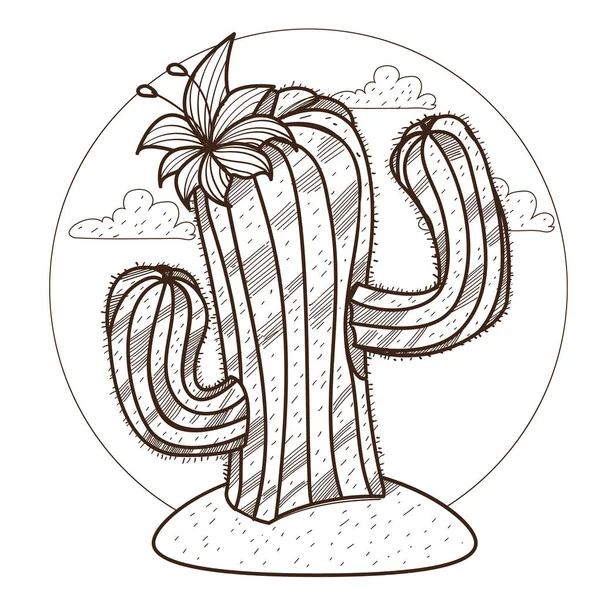 Cactus con logo de flor — Vector de stock