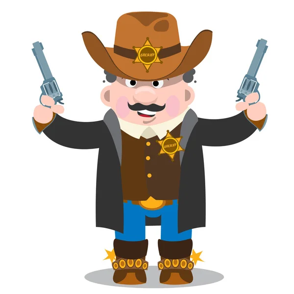 Sheriff del salvaje oeste con pistolas — Vector de stock