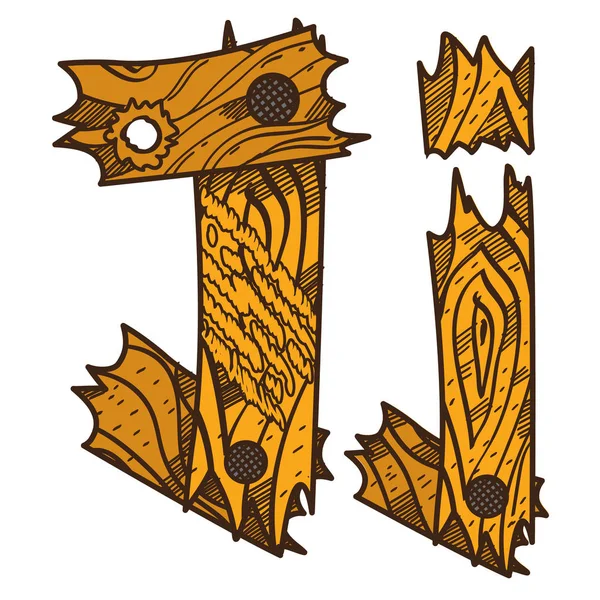 Літера J з дерев'яних дощок . — стоковий вектор