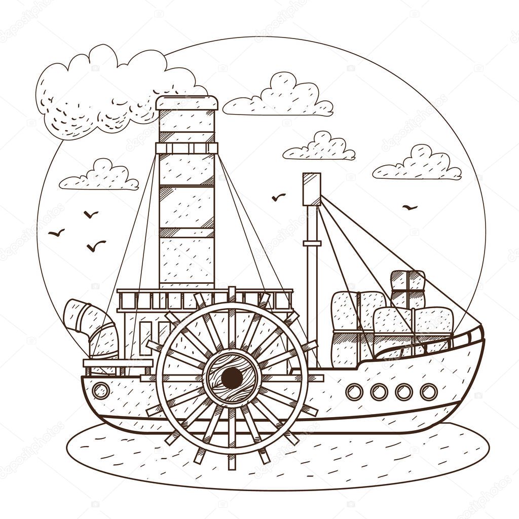 Steamboat simple logo, vector illustration