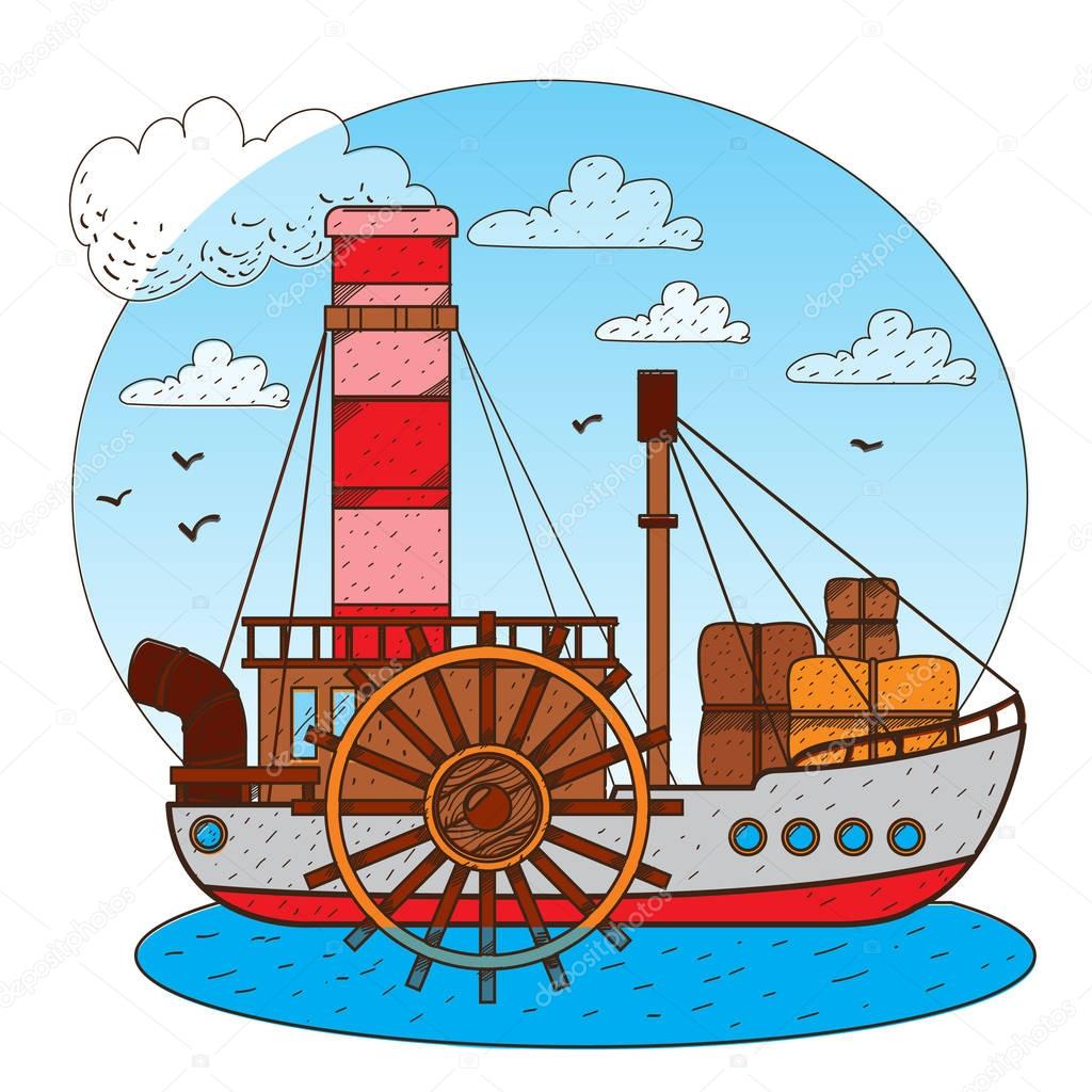 Steamboat simple logo, vector illustration