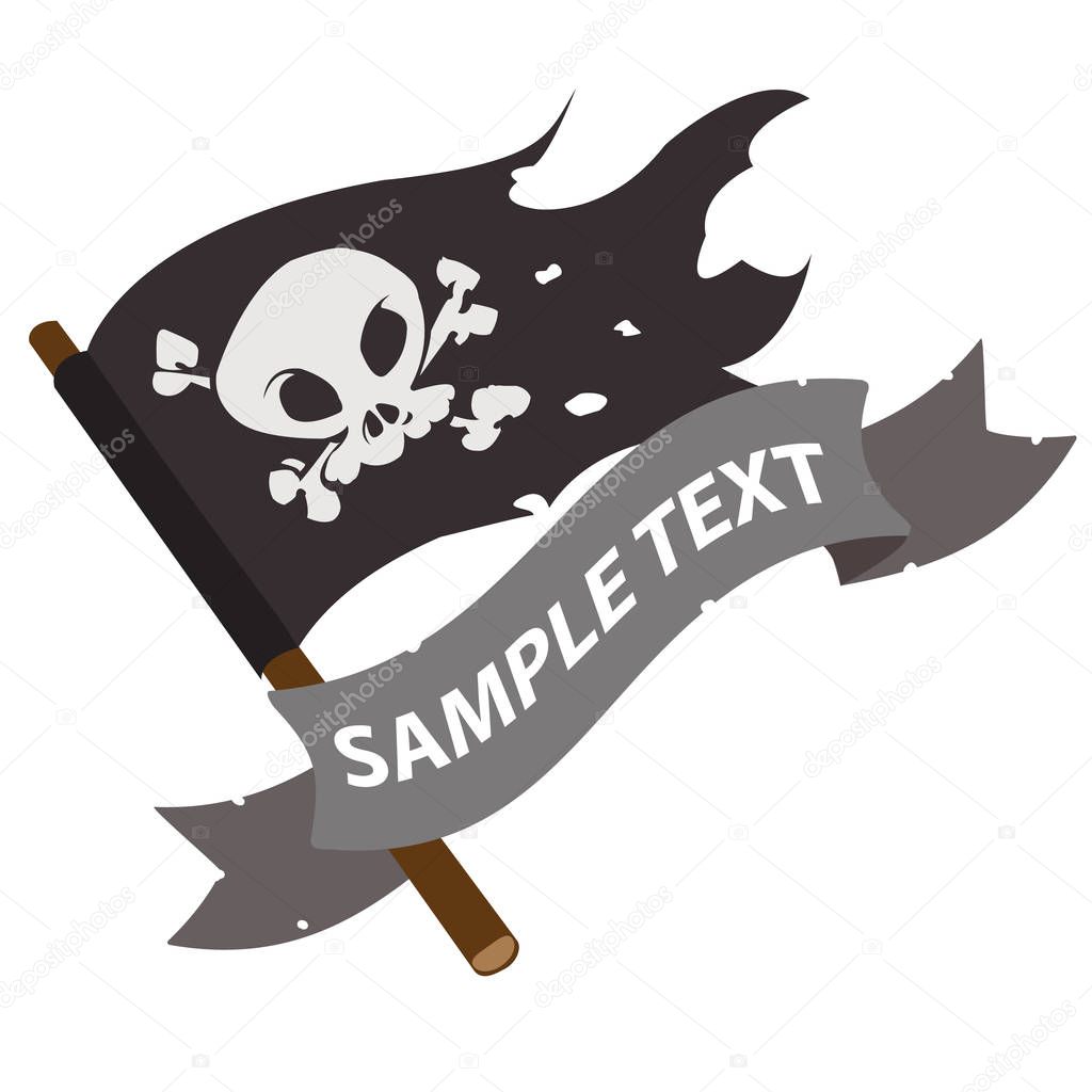 pirate flag with ribbon banner.