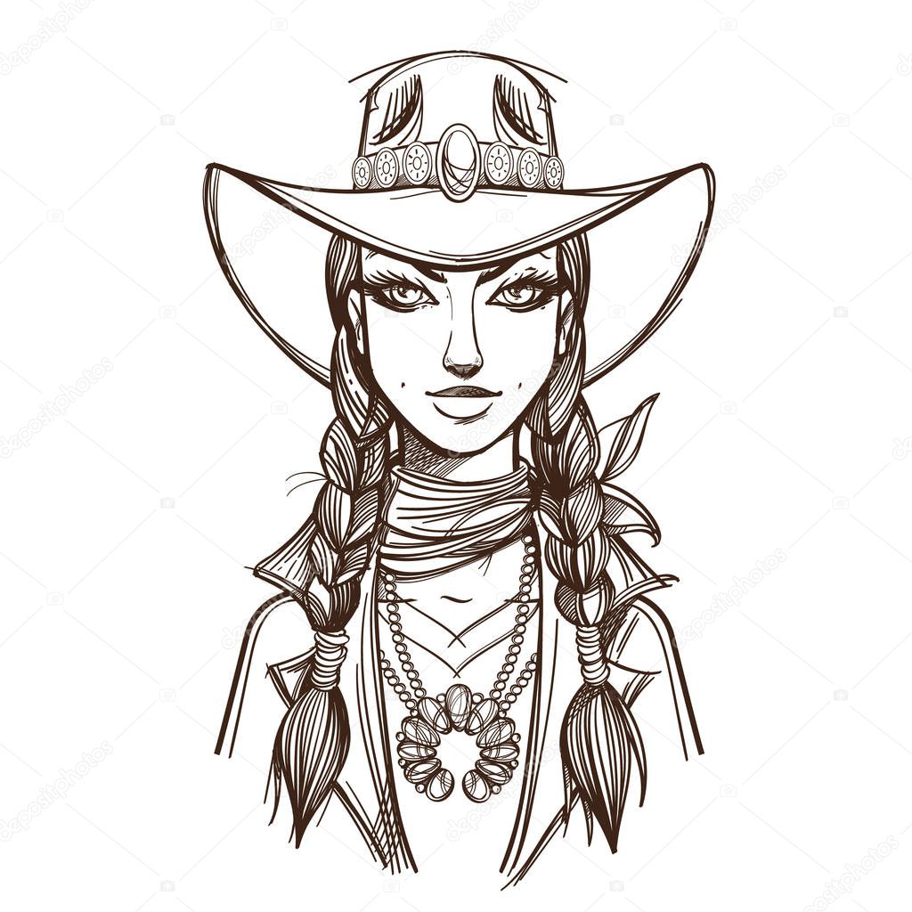 Girl in cowboy hat