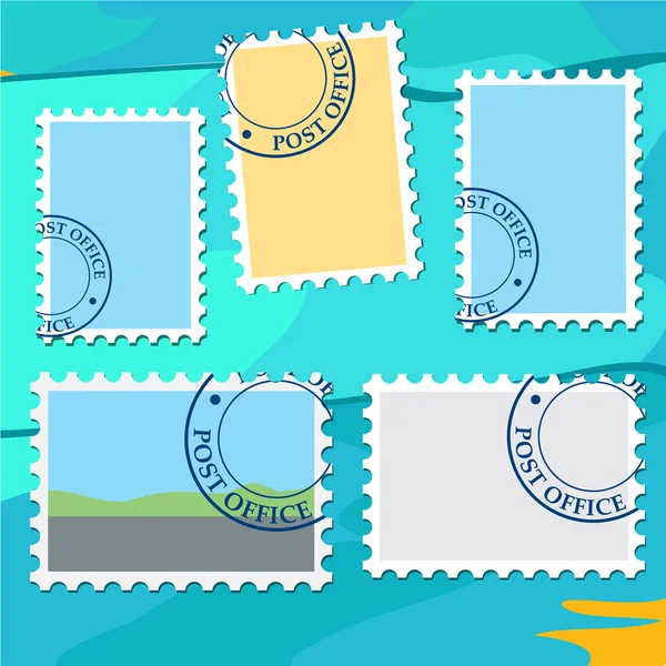 Conjunto de sellos postales en blanco — Vector de stock