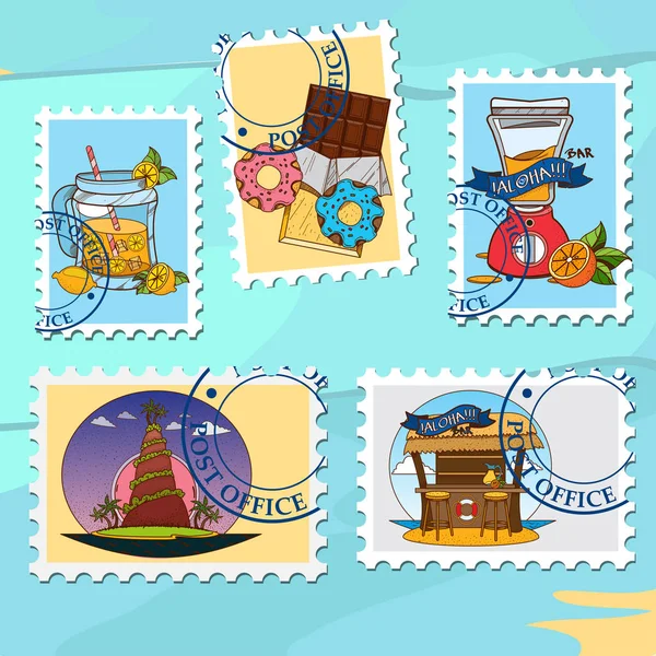 Série de timbres-poste — Image vectorielle